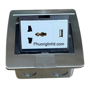 Ổ cắm âm sàn Sinoamigo SPU-3S gồm ổ điện và cổng sạc USB 5V-2A