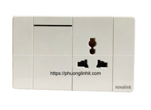 Bộ mặt công tắc và ổ cắm đơn 3 chấu đa năng Novalink – A5-16