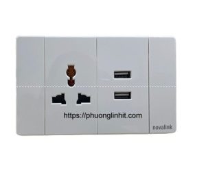 Bộ ổ cắm điện đơn 3 chấu đa năng và ổ cắm USB 5V-2.1A Novalink – A5-31