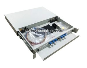 Hộp phối quang ODF 12Core lắp rack chuẩn LC/UPC khay trượt (Đầy đủ phụ kiện)