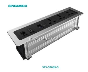 Hộp điện âm bàn Sinoamigo STS-ST60S-5 gồm ổ điện và cổng sạc điện thoại