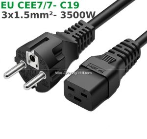 Dây nguồn C19 IEC320 chân cắm thẳng lõi 3×1.5mm² 250V-16A dài 1.8m
