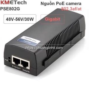Adapter PoE 48-56V 30W 2 Port Gigabit KMETech PSE802G : 1,2(+)/3,6(-)