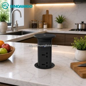 Ổ Cắm Điện Âm Bàn Đảo Bếp, Bàn Làm Việc hãng SinoAmigo SMT-6B Màu Đen – Giải Pháp Cấp Nguồn Thông Minh
