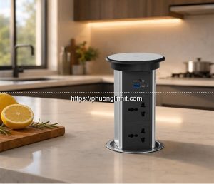 Ổ Cắm Điện Âm Bàn Đảo Bếp, Bàn Làm Việc hãng SinoAmigo SMT-6S Màu Bạc – Giải Pháp Cấp Nguồn Thông Minh