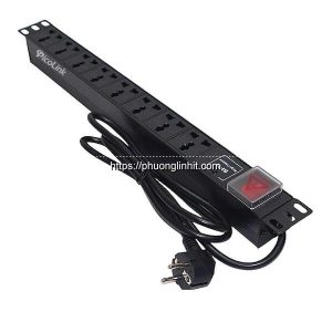 Thanh nguồn PDU đa năng 8 ổ cắm 3 chấu, kèm thiết bị chống sét, hãng Picolink PL-PDU-CS8