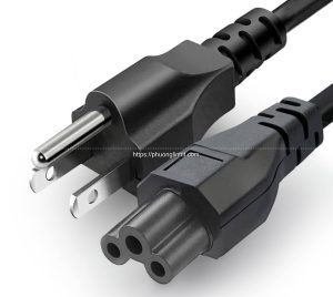 Dây nguồn Laptop 3 chấu 2 dẹt + 1 tròn, đầu cắm chuẩn C5 3 lỗ hình tam giác